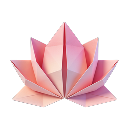 Origami Lotus Flower 3D Icon - Pink Geometric Design