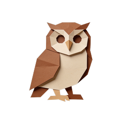Origami Owl Icon - Folded Paper Bird Art