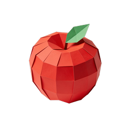 Origami Paper Apple Icon | Geometric 3D Fruit Design