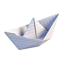Origami Paper Boat Icon – 3D Lined Notebook Paper Craft