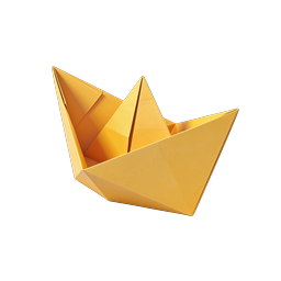 Origami Paper Boat Icon - Yellow Folded Paper Vessel