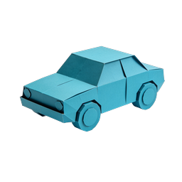 Origami Paper Car Icon - Teal Turquoise 3D Paper Craft