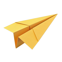 Yellow Origami Paper Plane Icon | Realistic 3D Render
