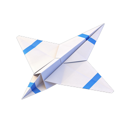 Origami Paper Star Icon - 3D Rendered Blue and White