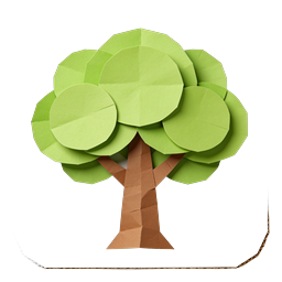 Origami Paper Tree Icon - Handmade Nature Illustration