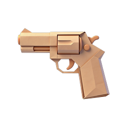 Origami Revolver Gun 3D Icon - Papercraft Style