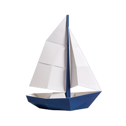 Origami Sailboat Icon - Blue Paper Boat Design