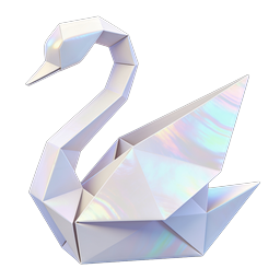 Origami Swan 3D Icon | Holographic Paper Bird