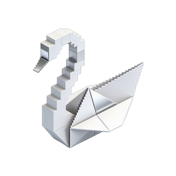 Origami Swan 3D Icon - Elegant Paper Art Design