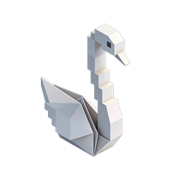 3D Origami Swan Icon - Geometric Paper Art
