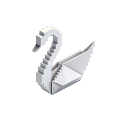 Origami Swan 3D Isometric Icon - Paper Art Design