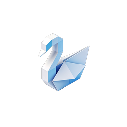 Icono 3D de Cisne de Origami - Diseño elegante de pájaro de papel