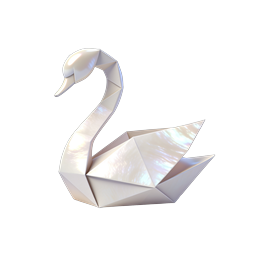 Elegant Origami Swan 3D Icon | Pearlescent Design