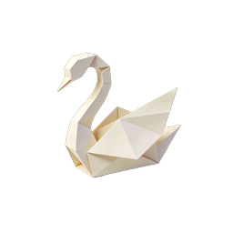 Elegant Origami Swan 3D Icon - Paper Art Design