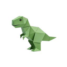 Origami T-Rex Dinosaur 3D Icon Design