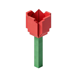 3D Origami Tulip Flower Icon - Low-Poly Spring Design