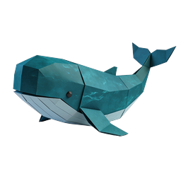 Origami Whale Icon - Geometric Paper Craft Design