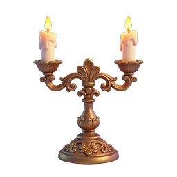 Ornate Bronze Candelabra with Two Lit Candles Icon