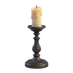 Ornate Candle Holder Icon - Gothic Pillar Candle 3D
