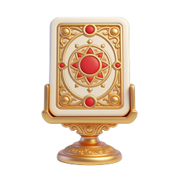 Ornate Golden Card on Decorative Pedestal Icon