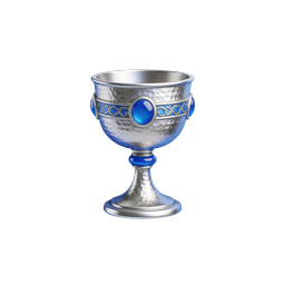 Ornate Silver Chalice Icon with Blue Gemstone