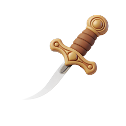 Ornate Curved Dagger 3D Icon - Fantasy Weapon