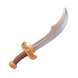 Verziertes gebogenes Schwert 3D Icon - Fantasy-Waffen-Design