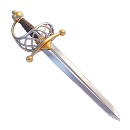 Ornate Golden Dagger Icon - 3D Realistic Sword