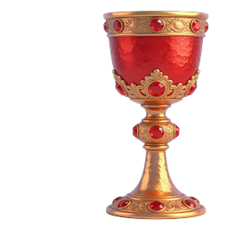 Prunkvoller goldener Kelch mit Rubinen | 3D-Icon