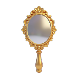 Ornate Gold Hand Mirror Icon | Luxury Beauty 3D Render