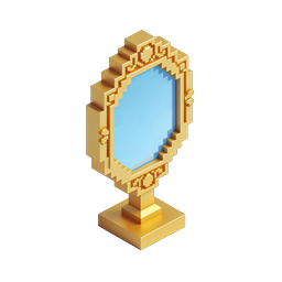 Ornate Gold Mirror Icon | Elegant 3D Pixel Art Design