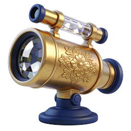 Ornate Gold Telescope Icon | Vintage Spyglass 3D
