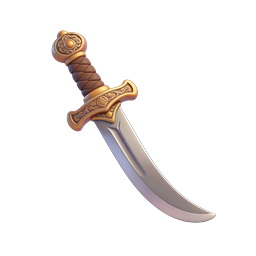 Ornate Golden Dagger Icon - 3D Fantasy Weapon