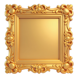 Ornate Golden Baroque Picture Frame Icon | Luxury 3D