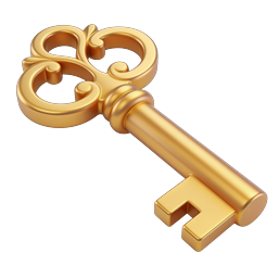 Ornate Golden Key Icon - Realistic 3D Design