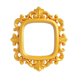 Ornate Golden Mirror Frame Icon - 3D Realistic