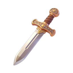 Ornate Golden Sword 3D Icon for Fantasy Games