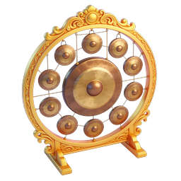 Ornate Golden Gong Icon - 3D Rendered Musical Instrument