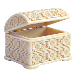 Icona scatola decorativa in avorio con intagli floreali