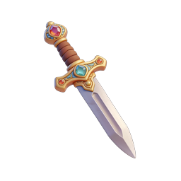 宝石で飾られた装飾的なファンタジーダガーのアイコン | 3Dレンダリング