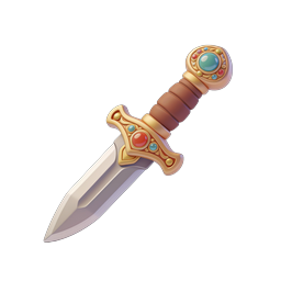 Ornate Jeweled Fantasy Dagger Icon | 3D Rendered