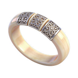 Ornate Silver and Cream Decorative Ring Icon