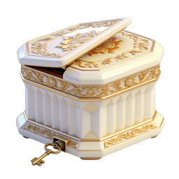 Ornate Gold and White Jewelry Box Icon | Luxury Treasure Chest