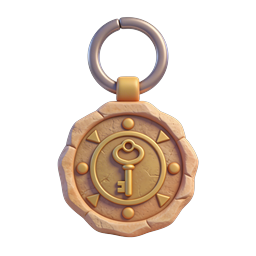 Ornate Golden Key Medallion Keychain Icon