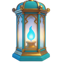 Ornate Magic Lantern - Fantasy Game Icon with Glowing Blue Flame