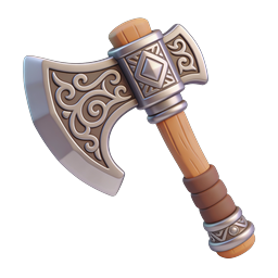 Icona arma fantasy Ascia da battaglia medievale ornata