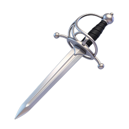 Ornate Medieval Dagger Icon - 3D Silver Blade Weapon