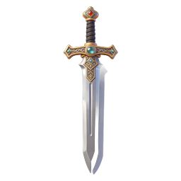 Ornate Medieval Fantasy Sword Icon with Gemstones