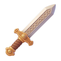 Ornate Medieval Sword 3D Icon - Fantasy Game Asset