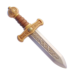 Ornate Medieval Sword Icon - 3D Fantasy Weapon Design